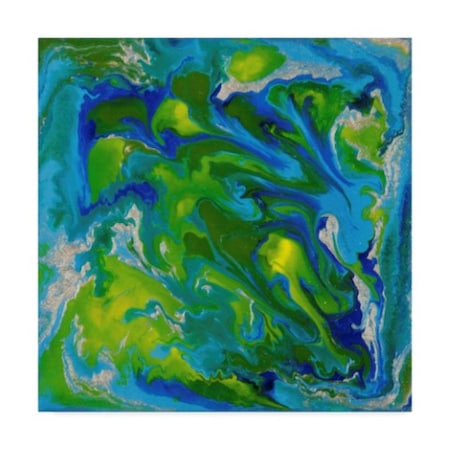 Hilary Winfield 'Liquid Industrial Green Blue' Canvas Art,14x14